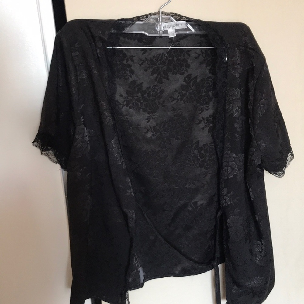 Black Floral Wrap Top